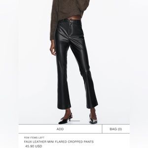 Zara faux leather mini flared cropped pants - Size:4 - Worn once